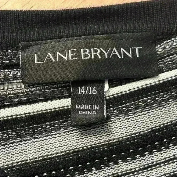 2 for$15 Lane Bryant Black White Stripe Dolman Sleeve V-Neck Sweater Size 14/16 - Picture 5 of 8